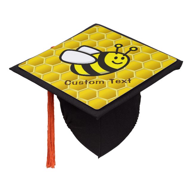 Honeybee Cartoon Graduation Cap Topper (Angled)