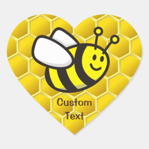 Honeybee Cartoon Heart Sticker