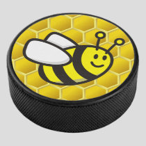 Honeybee Cartoon Hockey Puck