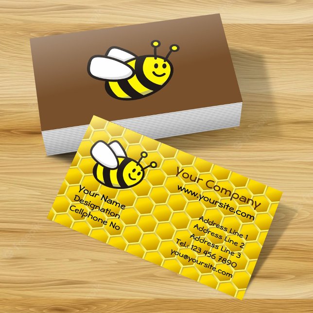 Honeybee Cartoon Horizontal Business Card (Creator Uploaded)