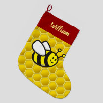 Honeybee Cartoon Large Christmas Stocking