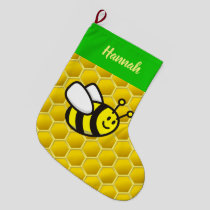 Honeybee Cartoon Large Christmas Stocking