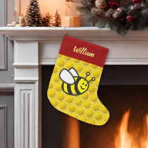 Honeybee Cartoon Large Christmas Stocking
