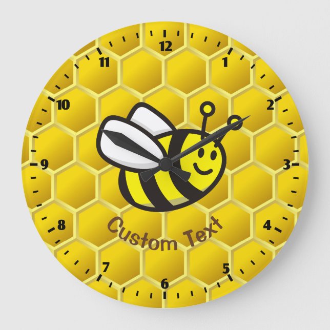 Honeybee Cartoon Large Clock (Front)