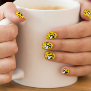 Nail Decals Nail Tattoos Set of 20 Honey Bees With Honeycomb 