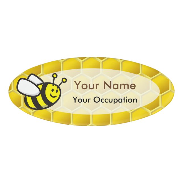 Honeybee Cartoon Name Tag (Front)