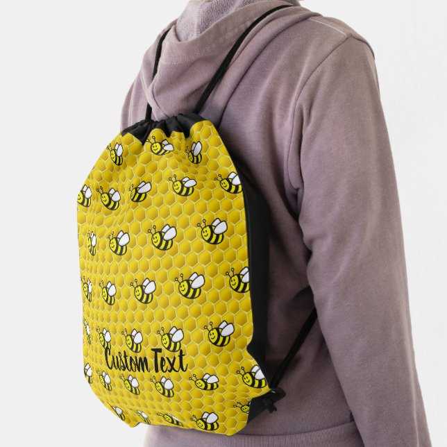 Honeybee Cartoon Pattern Drawstring Bag (Insitu)