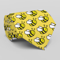 Honeybee Cartoon Pattern Neck Tie