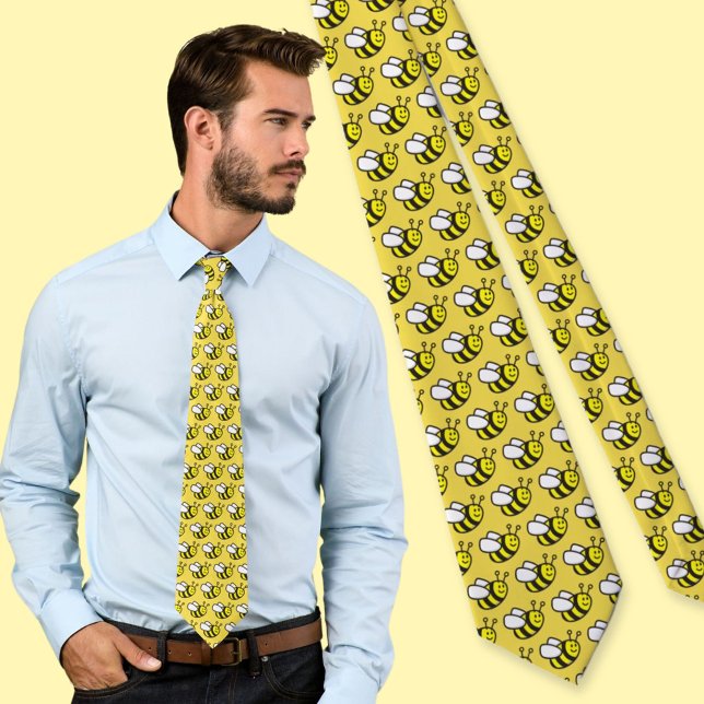 Honeybee Cartoon Pattern Neck Tie (Creator Uploaded)