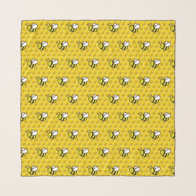 Honeybee Cartoon Pattern Scarf (Front)
