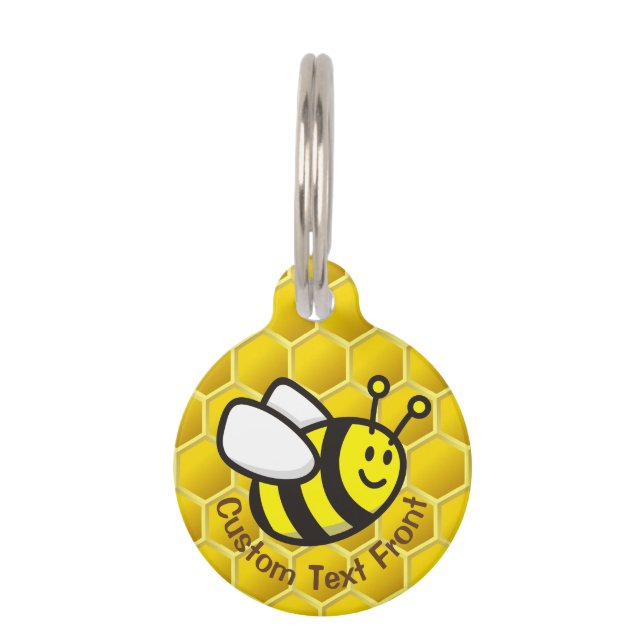 Honeybee Cartoon Pet ID Tag (Front)