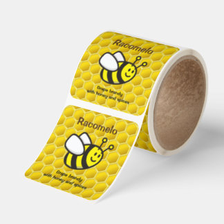 Honeybee Cartoon Racomelo Label