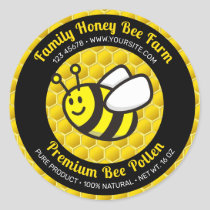 Honeybee Cartoon Round Label