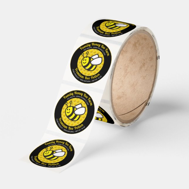 Honeybee Cartoon Round Label (Roll)
