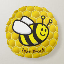 Honeybee Cartoon Round Pillow