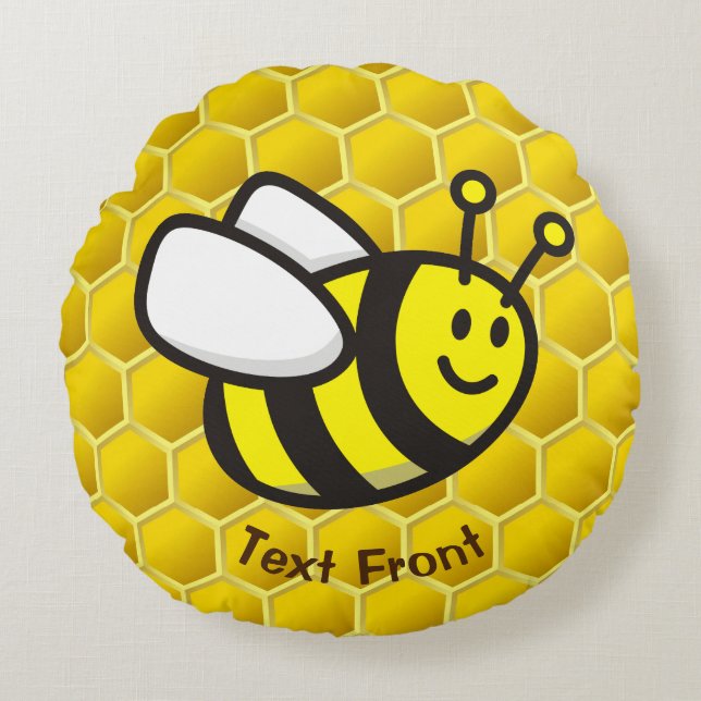 Honeybee Cartoon Round Pillow (Front)