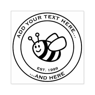 Honeybee Cartoon Rubber Stamp