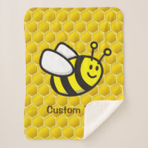 Honeybee Cartoon Sherpa Blanket