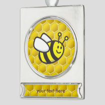 Honeybee Cartoon Silver Plated Banner Ornament