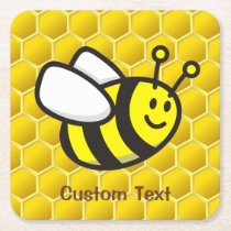 Honeybee Cartoon Square Paper Coaster