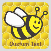 Honeybee Cartoon Square Sticker