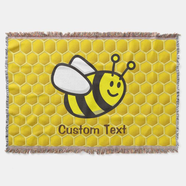 Honeybee Cartoon Throw Blanket (Front)