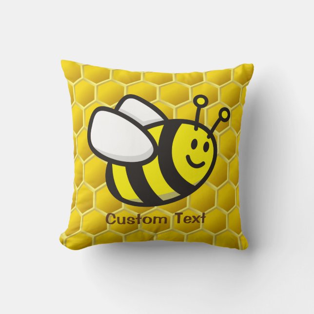 Honeybee cartoon throw pillow (Front)