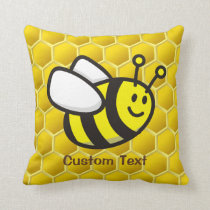 Honeybee cartoon throw pillow