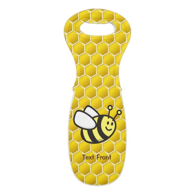 Honeybee Cartoon Wine Bag (Front Flat)