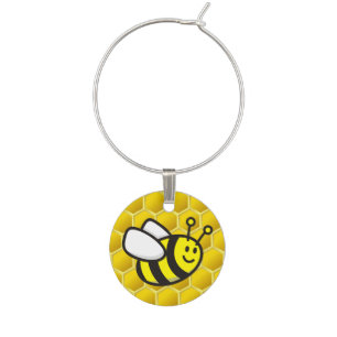 Honeybee Cartoon Wine Charm
