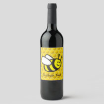 Honeybee Cartoon Wine Label