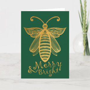 Honeybee Christmas "BEE MERRY BRIGHT" Conservation Holiday Card