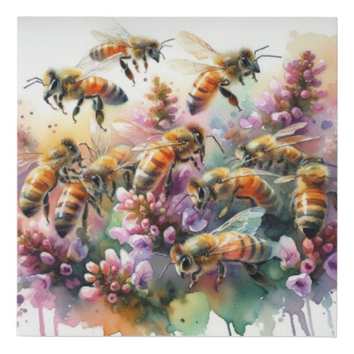 Honeybee Dance REF215 _ Watercolor Faux Canvas Print