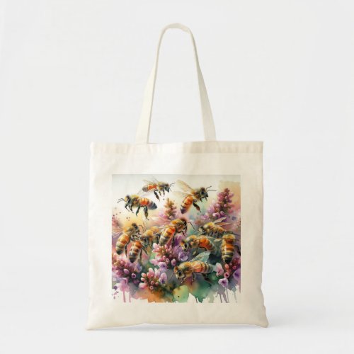 Honeybee Dance REF215 _ Watercolor Tote Bag