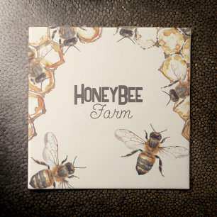 HoneyBee Farm Honeycomb Bees    Ceramic Tile