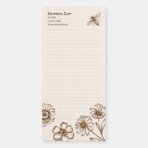 Honeybee Floral Off-White Yellow Magnetic Notepad