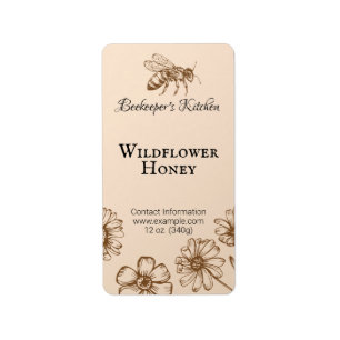 Honeybee Floral Pale Orange Honey Product Label