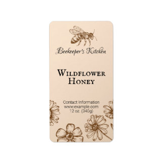 Honeybee Floral Pale Orange Honey Product Label