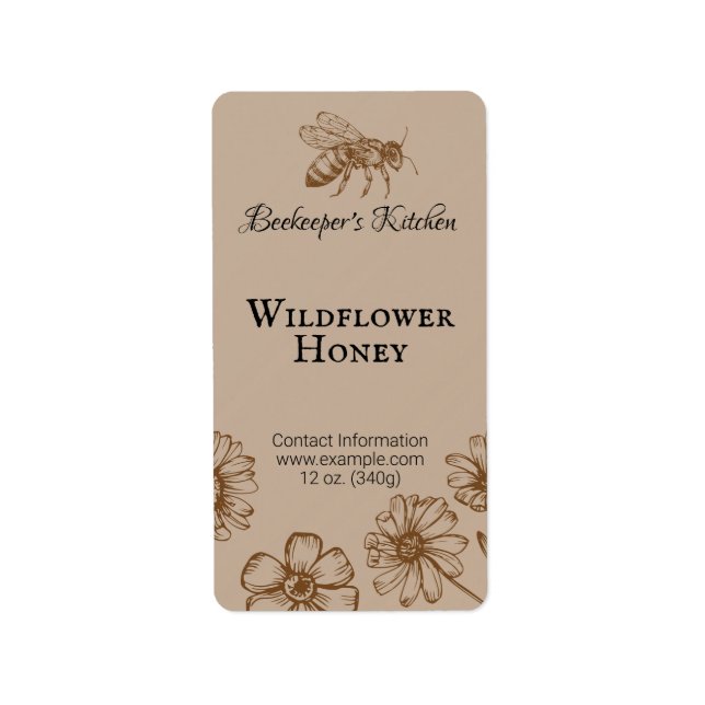 Honeybee Floral Pale Orange Honey Product Label (Front)