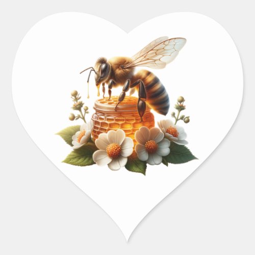 Honeybee Flowers and Honey Heart Sticker