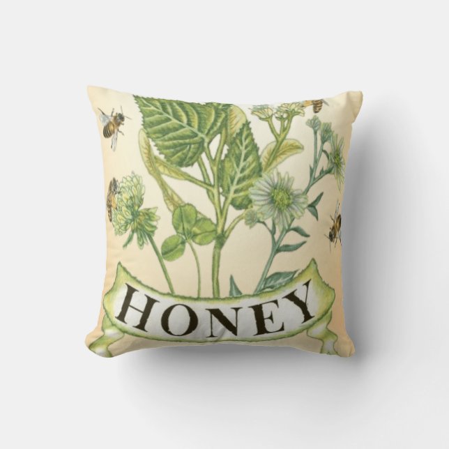 Honeybee Haven Throw Pillow (Front)
