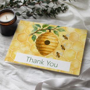 Honeybee Hive Baby Shower Letterpress Thank You Card