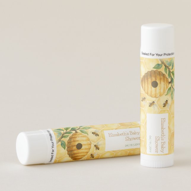 Honeybee Hive Baby Shower Lip Balm (Front)