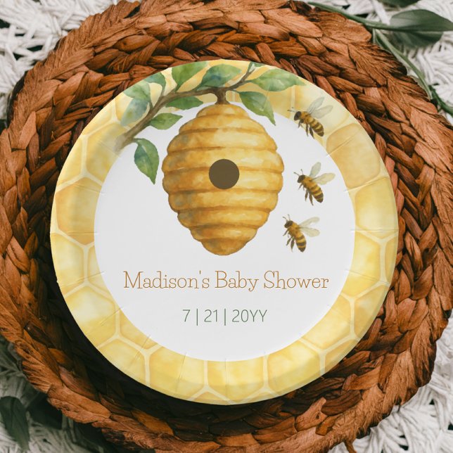 Honeybee Hive Baby Shower Paper Plates (Honeybee Hive Baby Shower Paper Plates)