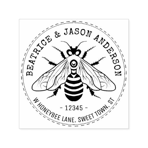 Honeybee Honey Bee Family Name Return Address Self_inking Stamp