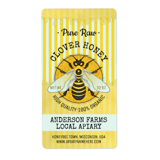 Honeybee Honey Jar Apiary Bee Labels | Striped