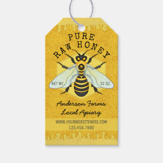 Honeybee Honey Jar Apiary Jar Tags | Honeycomb Bee