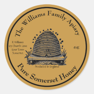 Honeybee Honey Jar Apiary Label | English Honey