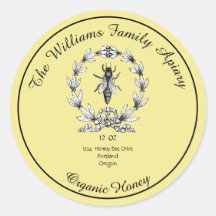 Honeybee Honey Jar Apiary Label | Organic Honey