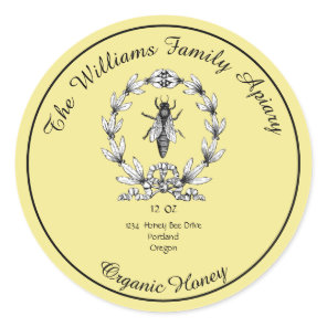 Honeybee Honey Jar Apiary Label | Organic Honey